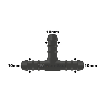 WamSter® T Schlauchverbinder Pipe Connector 10mm Durchmesser