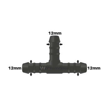 WamSter® T Schlauchverbinder Pipe Connector 12mm Durchmesser
