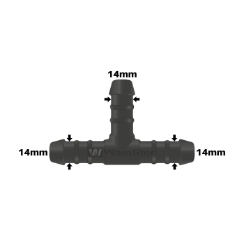 WamSter® T Schlauchverbinder Pipe Connector 14mm Durchmesser