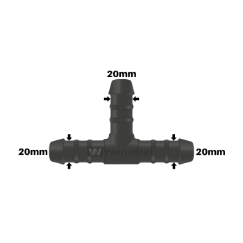 WamSter® T Schlauchverbinder Pipe Connector 20mm Durchmesser