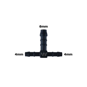 WamSter® T Schlauchverbinder Pipe Connector reduziert 4mm 4mm 6mm Durchmesser