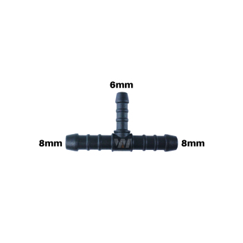 WamSter® T Schlauchverbinder Pipe Connector reduziert 8mm 8mm 6mm Durchmesser