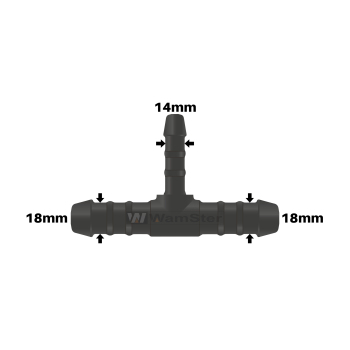 WamSter® T Schlauchverbinder Pipe Connector Reduziert 18mm 18mm 14mm Durchmesser