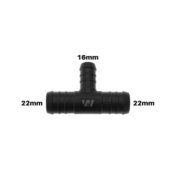WamSter® T Schlauchverbinder Pipe Connector reduziert 22mm 22mm 16mm Durchmesser