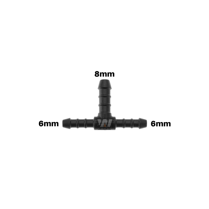 WamSter® T Schlauchverbinder Pipe Connector reduziert 6mm 6mm 8mm Durchmesser