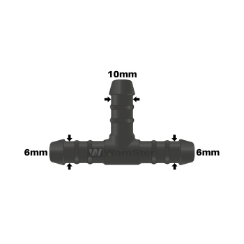 WamSter® T Schlauchverbinder Pipe Connector Reduziert 6mm 6mm 10mm Durchmesser
