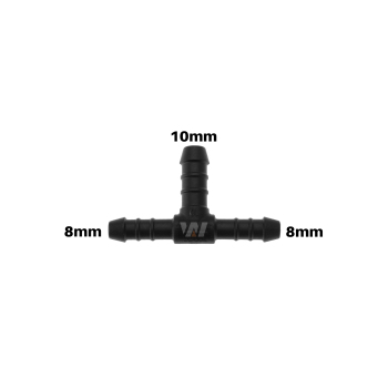 WamSter® T Schlauchverbinder Pipe Connector reduziert 8mm 8mm 10mm Durchmesser