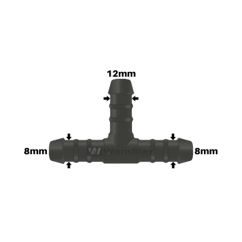 WamSter® T Schlauchverbinder Pipe Connector reduziert 8mm 8mm 12mm Durchmesser
