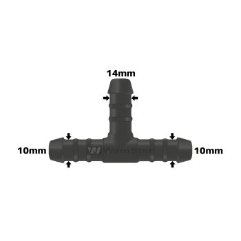 WamSter® T Schlauchverbinder Pipe Connector Reduziert 10mm 10mm 14mm Durchmesser