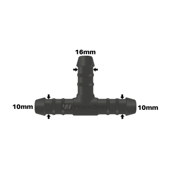 WamSter® T Schlauchverbinder Pipe Connector Reduziert 10mm 10mm 16mm Durchmesser