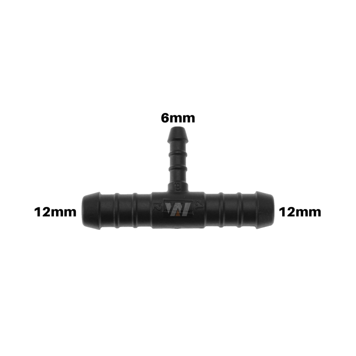 WamSter® T Schlauchverbinder Pipe Connector reduziert 12mm 12mm 6mm Durchmesser