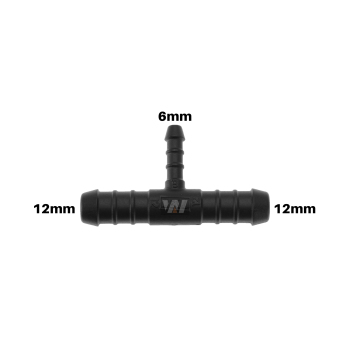 WamSter® T Schlauchverbinder Pipe Connector Reduziert 12mm 12mm 6mm Durchmesser