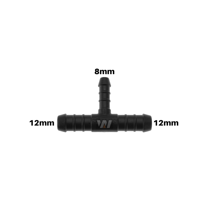 WamSter® T Schlauchverbinder Pipe Connector reduziert 12mm 12mm 8mm Durchmesser