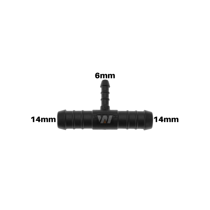 WamSter® T Schlauchverbinder Pipe Connector reduziert 14mm 14mm 6mm Durchmesser