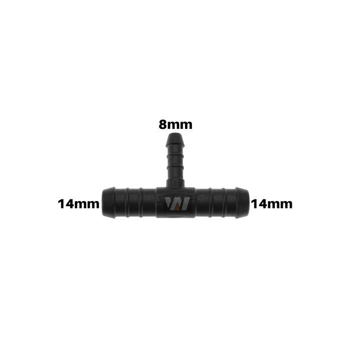 WamSter® T Schlauchverbinder Pipe Connector reduziert 14mm 14mm 8mm Durchmesser