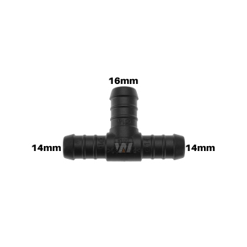 WamSter® T Schlauchverbinder Pipe Connector reduziert 14mm 14mm 16mm Durchmesser