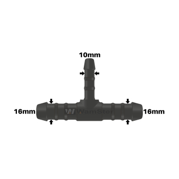 WamSter® T Schlauchverbinder Pipe Connector reduziert 16mm 16mm 10mm Durchmesser