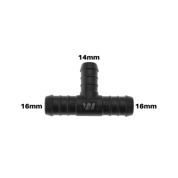 WamSter® T Schlauchverbinder Pipe Connector Reduziert 8mm 8mm 16mm Durchmesser 