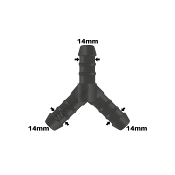 WamSter® Y Schlauchverbinder Pipe Connector 14mm Durchmesser