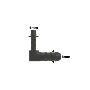 WamSter® L Schlauchverbinder 90°-Winkel Pipe Connector Reduziert 8mm 4mm Durchmesser