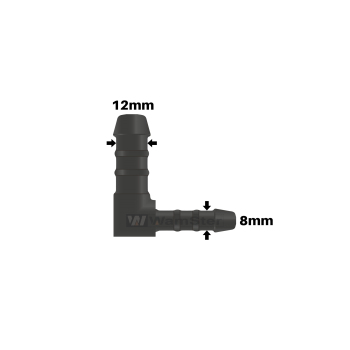 WamSter® L Schlauchverbinder 90°-Winkel Pipe Connector Reduziert 12mm 8mm Durchmesser
