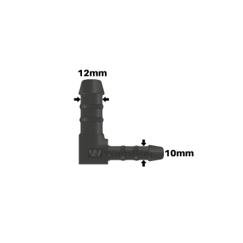 WamSter® L 90° Schlauchverbinder Pipe Connector reduziert 12mm 10mm Durchmesser