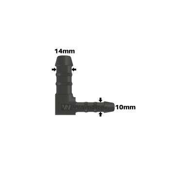 WamSter® L 90° Schlauchverbinder Pipe Connector reduziert 14mm 10mm Durchmesser