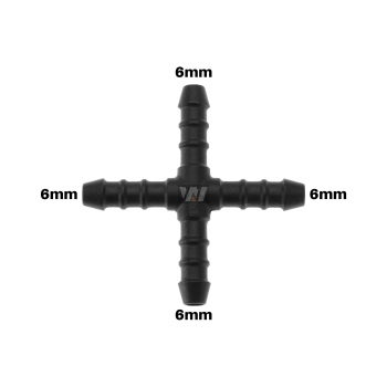 WamSter® X Schlauchverbinder Kreuz Pipe Connector 6mm Durchmesser