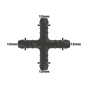 WamSter® X Schlauchverbinder Kreuz Pipe Connector 12mm Durchmesser