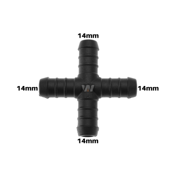 WamSter® X Schlauchverbinder Kreuz Pipe Connector 14mm Durchmesser