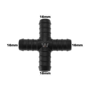 WamSter® X Schlauchverbinder Kreuz Pipe Connector 16mm Durchmesser