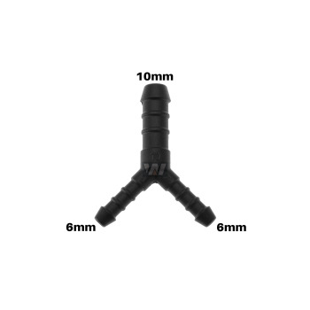 WamSter® Y Schlauchverbinder Pipe Connector reduziert 6mm 6mm 10mm Durchmesser