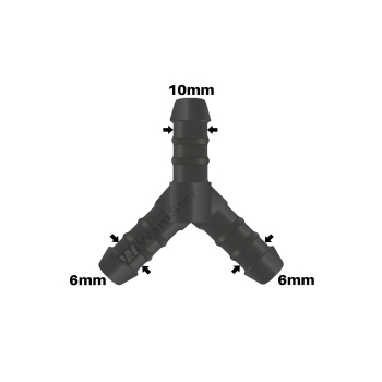 WamSter® Y Schlauchverbinder Pipe Connector Reduziert 6mm 6mm 10mm Durchmesser