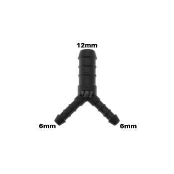 WamSter® Y Schlauchverbinder Pipe Connector reduziert 6mm 6mm 12mm Durchmesser