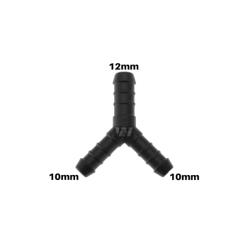 WamSter® Y Schlauchverbinder Pipe Connector reduziert 10mm 10mm 12mm Durchmesser