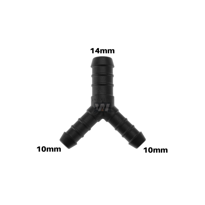 WamSter® Y Schlauchverbinder Pipe Connector reduziert 10mm 10mm 14mm Durchmesser