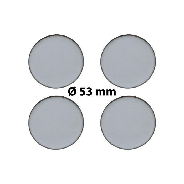 4 x Ø 53 mm Polymere Aufkleber / Chrom-Optik / Nabenkappen, Felgendeckel