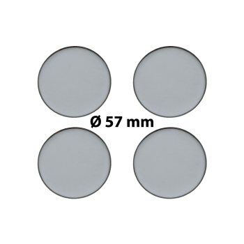 4 x Ø 57 mm Polymere Aufkleber / Chrom-Optik / Nabenkappen, Felgendeckel