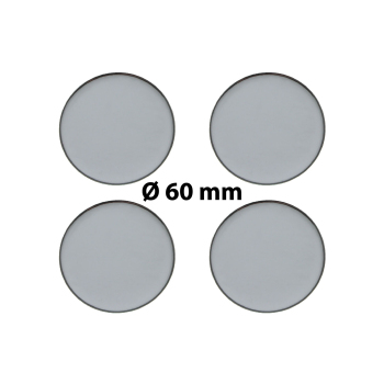 4 x Ø 60 mm Polymere Aufkleber / Chrom-Optik / Nabenkappen, Felgendeckel