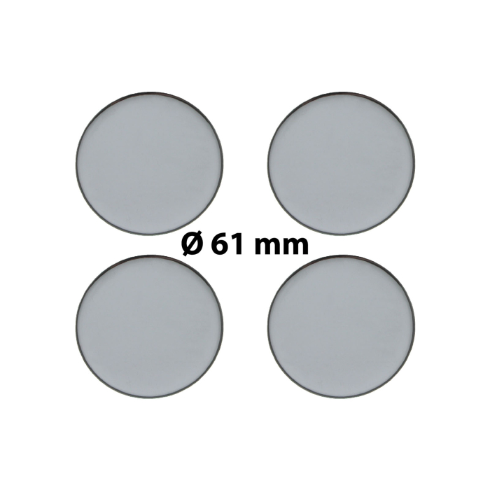 4 x Ø 61 mm Polymere Aufkleber / Chrom-Optik / Nabenkappen, Felgendeckel