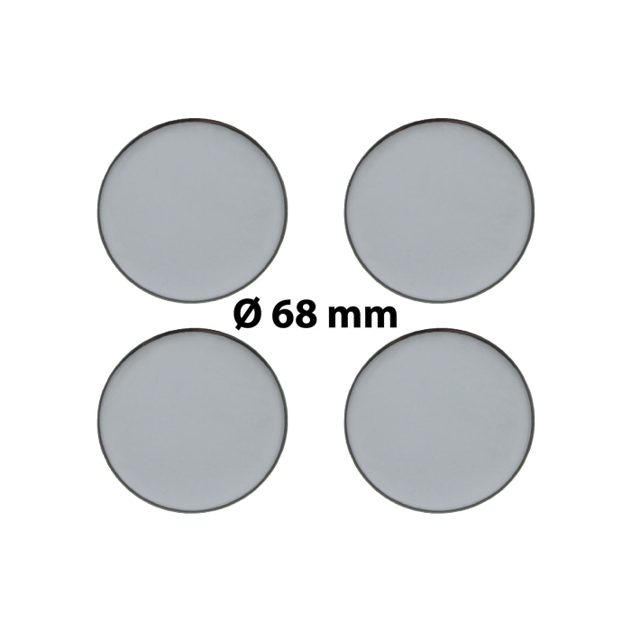 4 x Ø 68 mm Polymere Aufkleber / Chrom-Optik / Nabenkappen, Felgendeckel