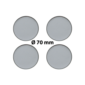 4 x Ø 70 mm Polymere Aufkleber / Chrom-Optik / Nabenkappen, Felgendeckel
