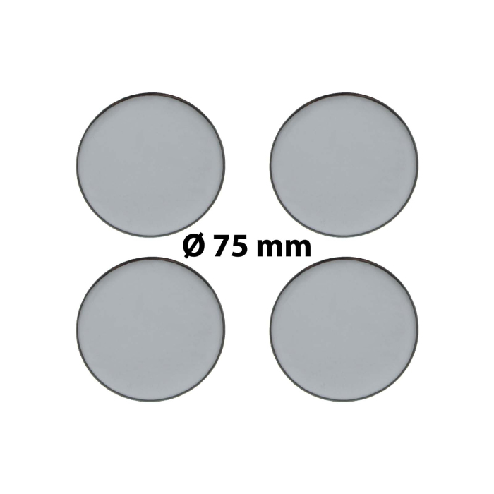 4 x Ø 75 mm Polymere Aufkleber / Chrom-Optik / Nabenkappen, Felgendeckel