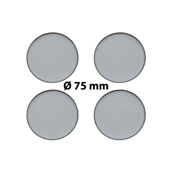 4 x Ø 75 mm Polymere Aufkleber / Chrom-Optik / Nabenkappen, Felgendeckel