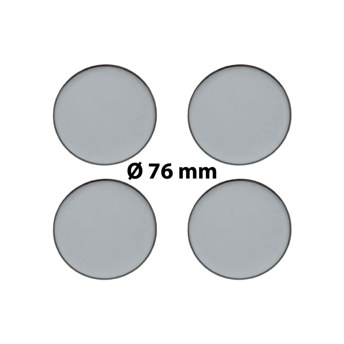 4 x Ø 76 mm Polymere Aufkleber / Chrom-Optik / Nabenkappen, Felgendeckel