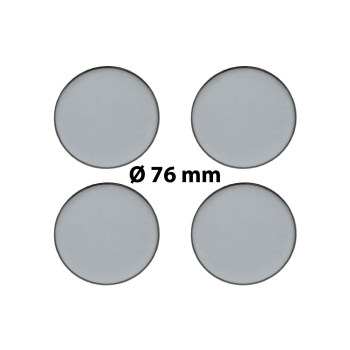 4 x Ø 76 mm Polymere Aufkleber / Chrom-Optik / Nabenkappen, Felgendeckel