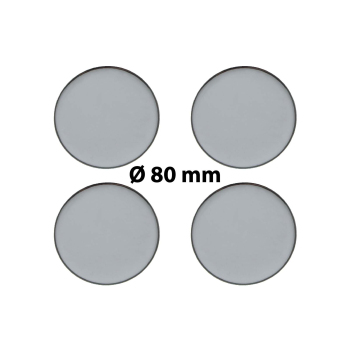 4 x Ø 80 mm Polymere Aufkleber / Chrom-Optik / Nabenkappen, Felgendeckel