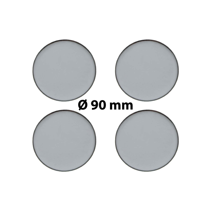 4 x Ø 90 mm Polymere Aufkleber / Chrom-Optik / Nabenkappen, Felgendeckel