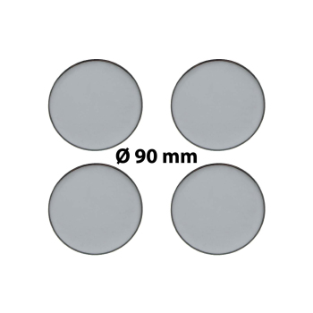 4 x Ø 90 mm Polymere Aufkleber / Chrom-Optik / Nabenkappen, Felgendeckel