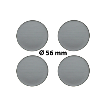 4 x Ø 56 mm Polymere Aufkleber / Metall-Optik / Nabenkappen, Felgendeckel
